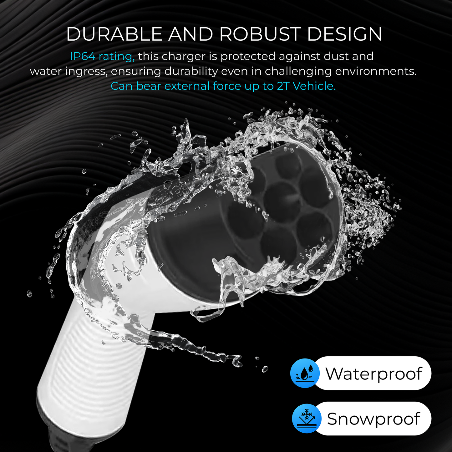 10A EV Charger 2.2kW Type 2 Portable Lightweight Home Charging Solution 5m Cable IP64 Weatherproof