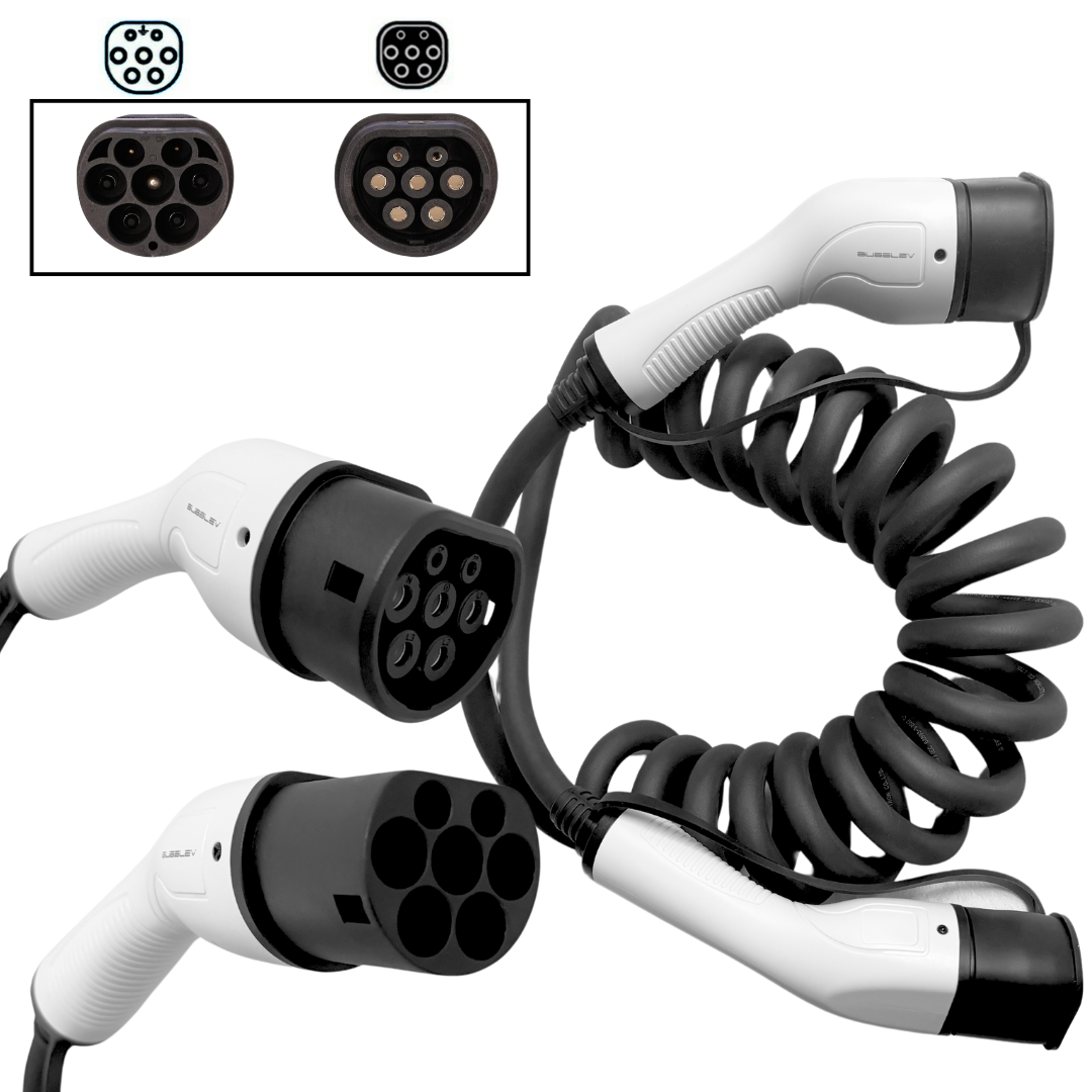 EV Charger 22kW 3-Phase Spiral Cable Compatible with All Type 2 Electric Vehicles